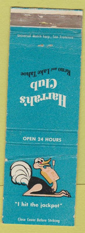 Matchbook Cover - Harrah's Club Casino Reno Lake Tahoe NV WORN'