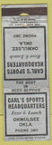 Matchbook Cover - Carl's Sports Headquarters Okmulgee OK low phone'