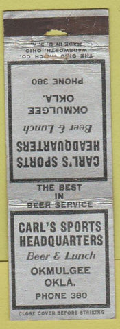 Matchbook Cover - Carl's Sports Headquarters Okmulgee OK low phone'