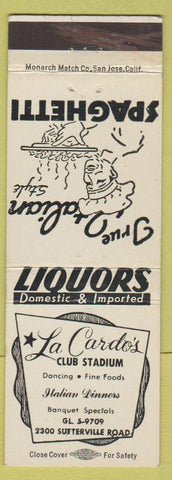 Matchbook Cover - La Cardo's Club Stadium Sacramento CA'