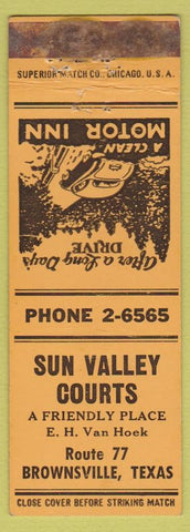 Matchbook Cover - Sn Valley Courts Brownsville TX