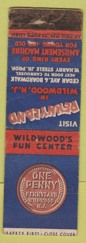 Matchbook Cover - Pennyland Amusement Wildwood NJ WORN