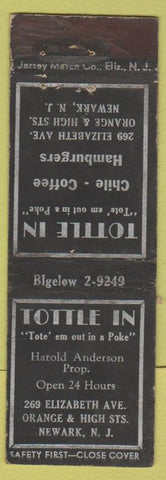 Matchbook Cover - Tottle In Newark NJ Safety First Jersey Match WEAR