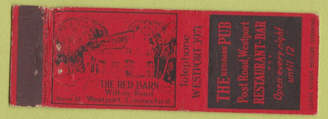 Matchbook Cover - Red Barn Pub Westport CT FEDERAL LONG WORN