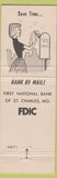Matchbook Cover - 1st National Bank ST Charles MO