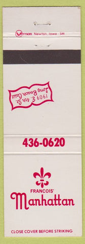 Matchbook Cover - Francois Manhattan Long Beach CA