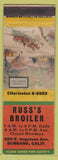Matchbook Cover - Russ's Broiler Burbank CA