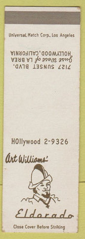 Matchbook Cover - Art Williams' Eldorado Hollywood CA SAMPLE