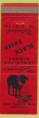 Matchbook Cover - Black Sheep Restaurant Berkeley CA