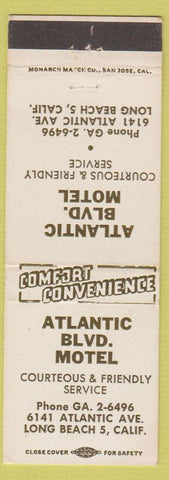 Matchbook Cover - Atlantic Blvd Motel Long Beach CA