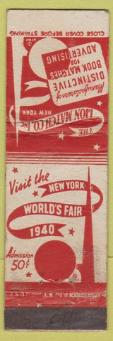 Matchbook Cover - 1939 New York World's Fair Lion Match red WORN