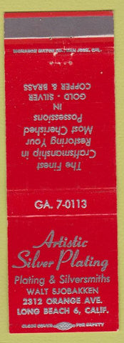 Matchbook Cover - Artistic Silver Plating Long Beach CA