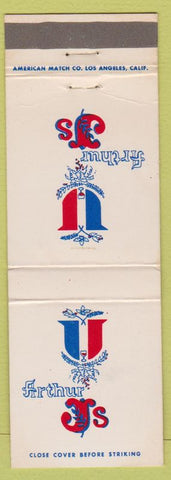 Matchbook Cover - Arthur J's Hollywood Westwood Los Angeles CA