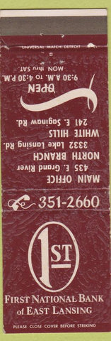 Matchbook Cover - 1st National Bank East Lansing MI