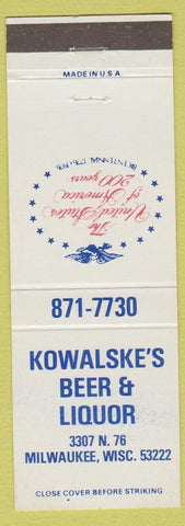Matchbook Cover - Kowalske's Beer Liquor Milwaukee WI
