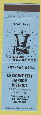 Matchbook Cover - Crescent City Harbor District CA blue
