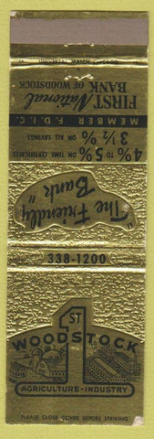 Matchbook Cover - 1st National Bank Woodstock IL