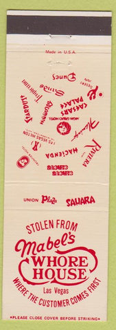 Matchbook Cover - Mabel's Whore House Las Vegas NV casino white