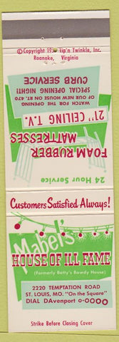 Matchbook Cover - Mable's House of Ill Fame Whore House ST Louis MO joke gag