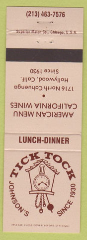 Matchbook Cover - Tick Tock Toluca Hollywood CA