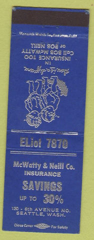 Matchbook Cover - McWatty Neill Insurance Seattle WA