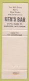 Matchbook Cover - Ken's Bar Madison WI