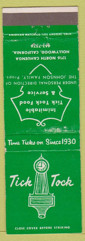 Matchbook Cover - Tick Tock Hollywood CA