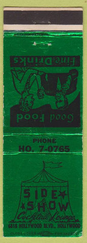Matchbook Cover - Side Show Hollywood CA bar