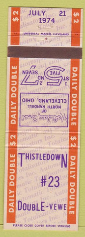 Matchbook Cover - Thistledown Double Vewe Cleveland OH 1974