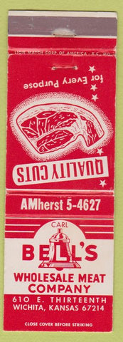 Matchbook Cover - Carl Bell's Meat Wichita KS steaks