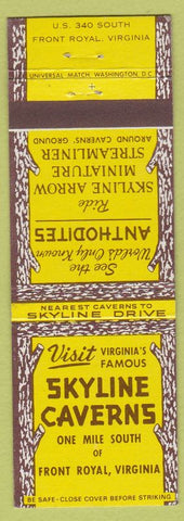 Matchbook Cover - Skyline Caverns Front Royal VA