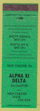 Matchbook Cover - Alpha XI Delta West Chester State College PA green