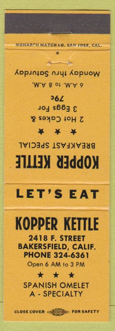 Matchbook Cover - Kopper Kettle Bakersfield CA orange