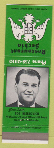 Matchbook Cover - Restaurant Serbia Bonsall CA