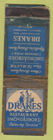 Matchbook Cover - Drakes Restaurant Berkeley CA WORN