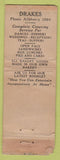 Matchbook Cover - Drakes Restaurant Berkeley CA WORN