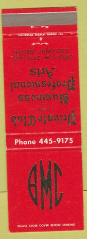 Matchbook Cover - Private Club Business Professional Arts Coconut Grove FL