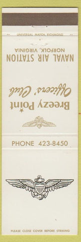 Matchbook Cover - Breezy Point Officers' Club Norfolk Air Station VA