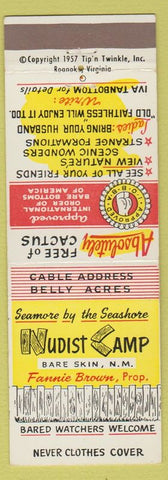 Matchbook Cover - Nudist Camp Bare Skin M joke gag