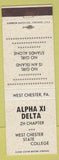 Matchbook Cover - Alpha XI Delta West Chester State College PA white