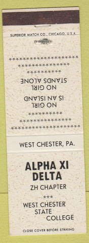 Matchbook Cover - Alpha XI Delta West Chester State College PA white