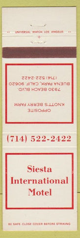 Matchbook Cover - Siesta International Motel Buena Park CA