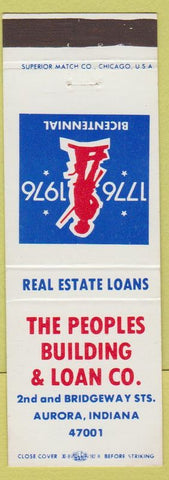 Matchbook Cover - Peoples Building Loan Aurora IN