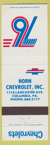 Matchbook Cover - Horn Chevrolet Columbia PA 1976