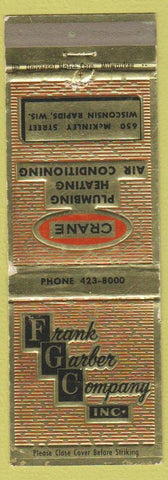 Matchbook Cover - Frank Garber Wisconsin Rapids WI Crane plumbing heating