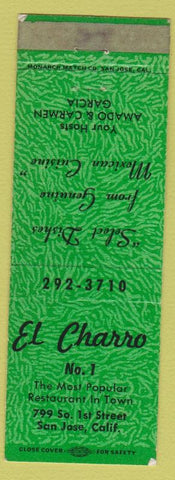 Matchbook Cover - El Charro Mexican Restaurant San Jose CA