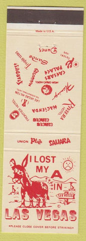 Matchbook Cover - I lost my Ass in Las Vegas casinos NV