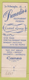 Matchbook Cover - Remedio's Restaurant Wilmington DE