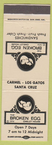 Matchbook Cover - Broekn Egg Omelet House Carmel Santa Cruz Los Gatos CA