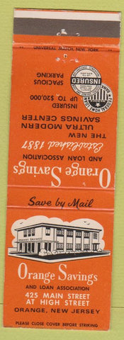 Matchbook Cover - Orange Savings and Loan Orange NJ